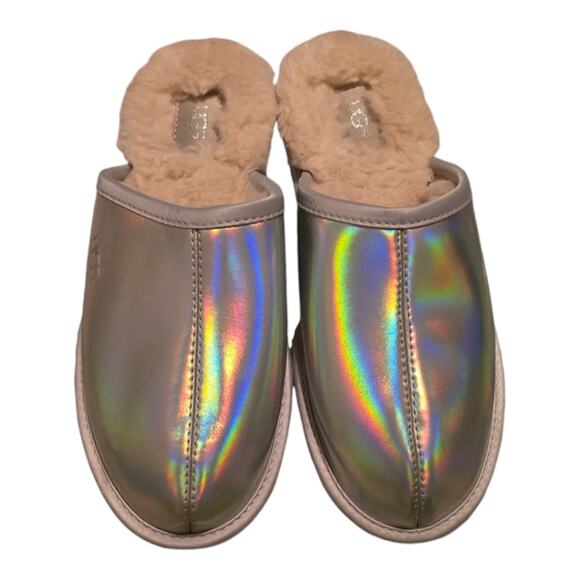 UGG PEARLE IRIDESCENT METALLIC Slides Sherpa Mules Slippers size 8‎ new - Picture 2 of 8